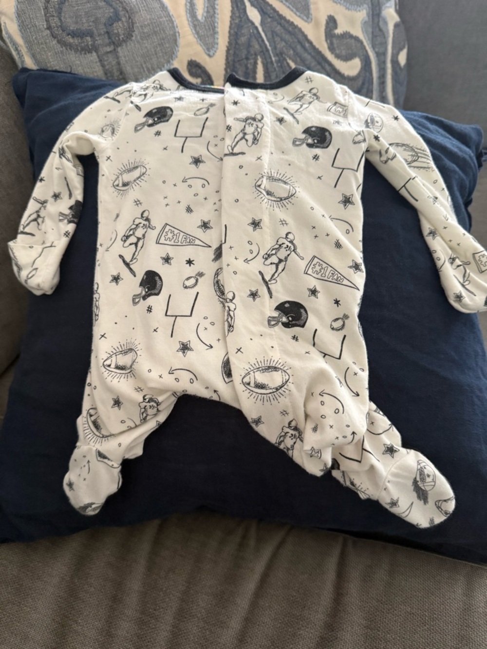 Magnetic Me White & Black Space-Print Baby Footie